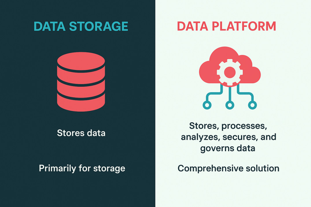 ChatGPT Image 5 mai 2025, 11_43_45 "Infographic comparing traditional data storage vs intelligent data platform with features like real-time data processing, security, and automation."